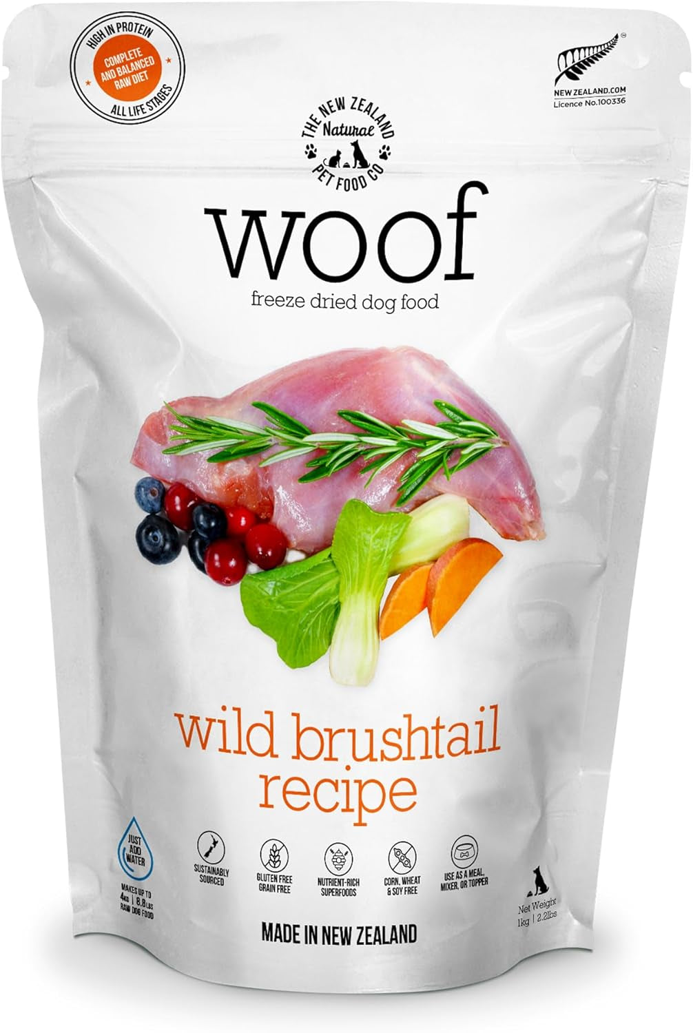 WOOF Freeze Dried Raw Dog Food, Mixer, or Topper, or Treat - High Protein, Natural, Limited Ingredient Recipe