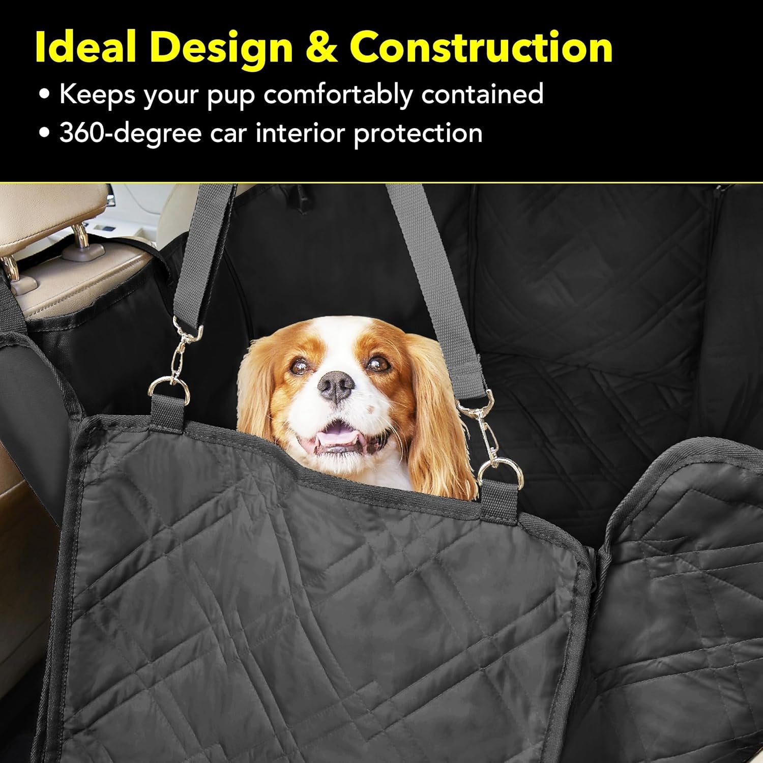 Dog Car Seat Cover, Heavy Duty Dog Seat Cover for Back Seat, Extra Padded Non-Slip Dog Hammock, Water-Resistant Back Seat Protector for Cars Trucks and Suvs (54" W X 58" L)