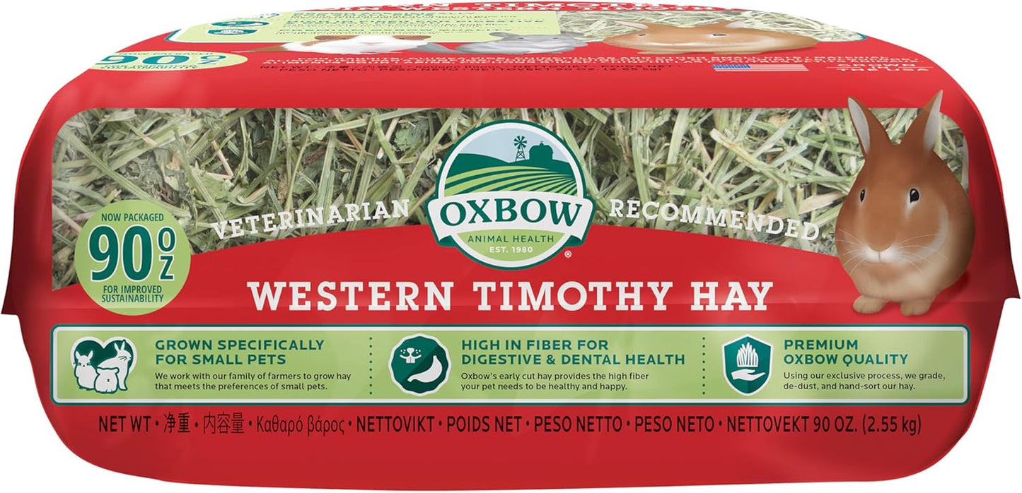 Animal Health Western Timothy Hay - All Natural Hay for Rabbits, Guinea Pigs, Chinchillas, Hamsters & Gerbils -Veterinarian Recommended- Grown in the USA-90 Oz.